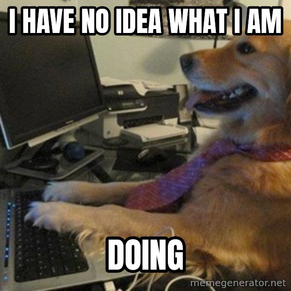 I have no idea what I'm doing - Dog with Tie meme: I HAVE NO IDEA WHAT I AM / DOING