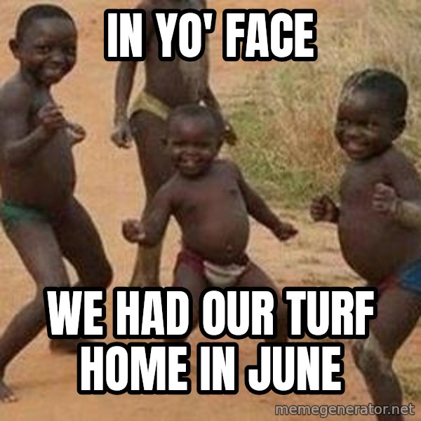 african children dancing meme: in yo' face / we had our turf home in june