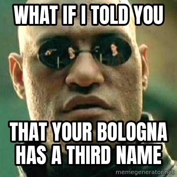 What If I Told You meme: what if I told you / that your bologna has a third name
