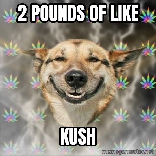 Stoner Dog meme: 2 pounds of like / kush