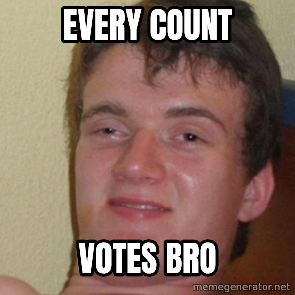 really high guy meme: Every Count / Votes bro
