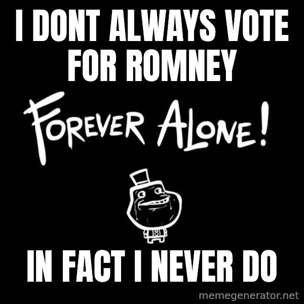 The Most Interesting Man In The World meme: i dont always vote for romney / in fact i never do