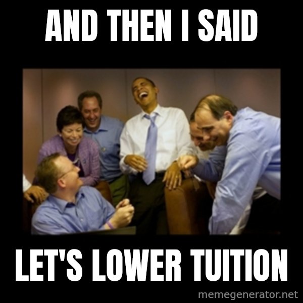 obama laughing  meme: And then i said / let's lower tuition