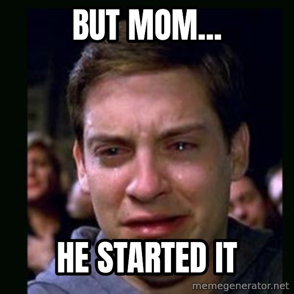 crying peter parker meme: but mom... / he started it
