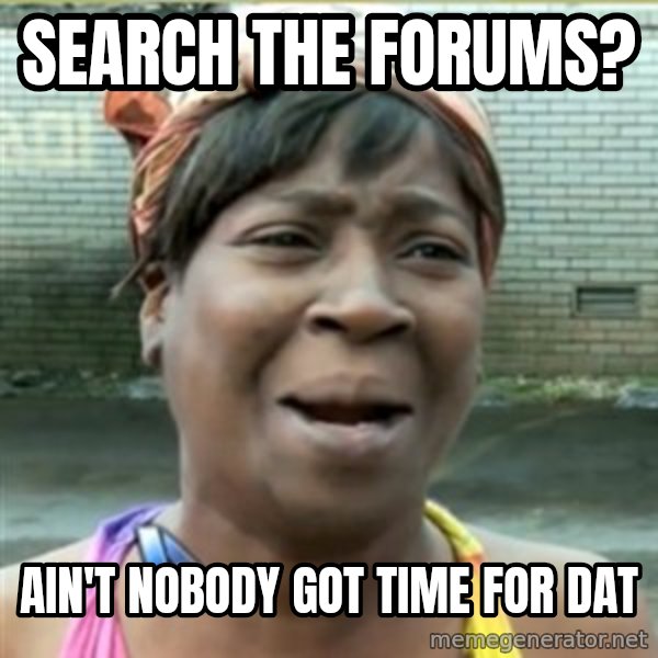 Ain't Nobody got time fo that meme: search the forums? / ain't nobody got time for dat