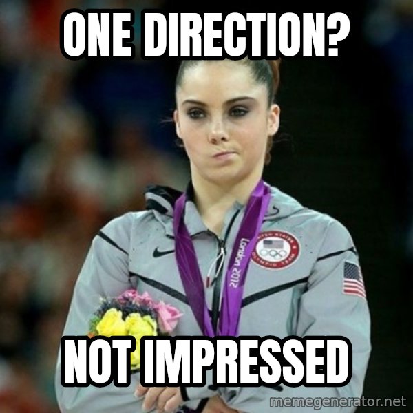 McKayla Maroney Not Impressed meme: one direction? / not impressed
