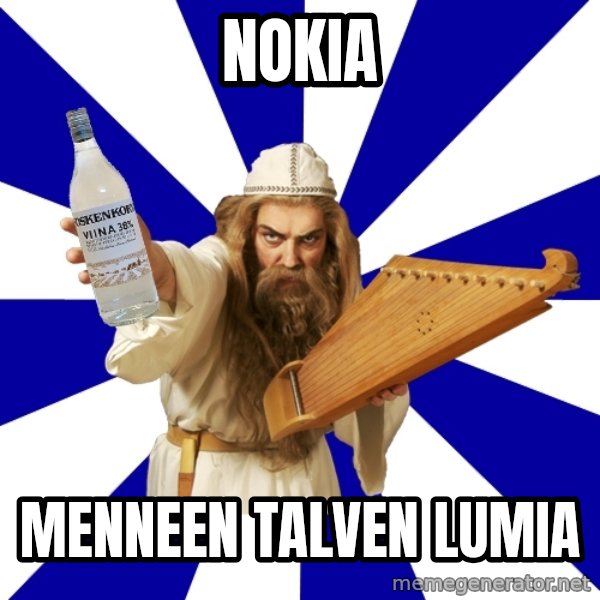 FinnishProblems meme: Nokia / Menneen talven lumia