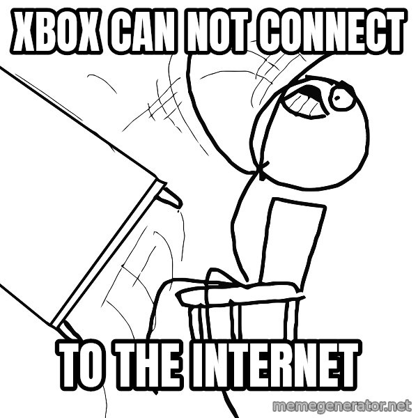 Desk Flip Rage Guy meme: xbox can not connect / to the internet