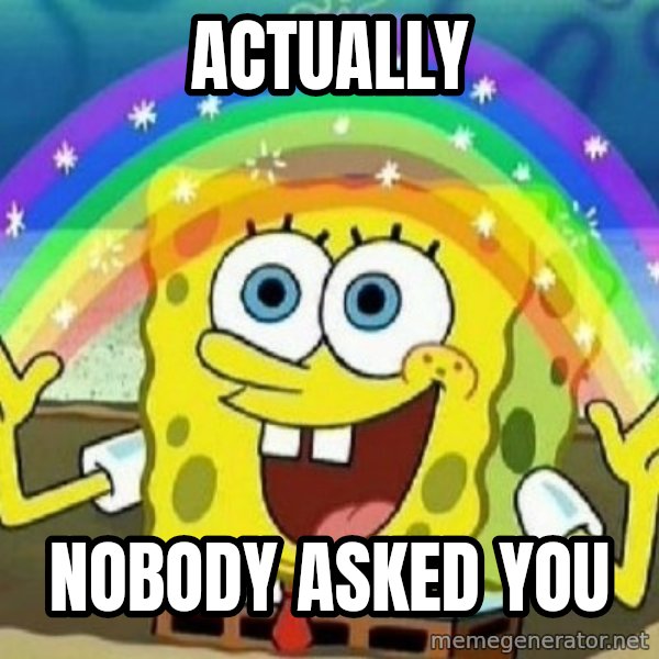 See? Nobody Cares meme: Actually / Nobody asked You