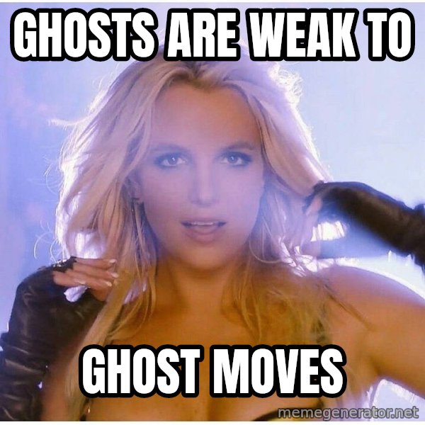 Professor Oak meme: ghosts are weak to / ghost moves