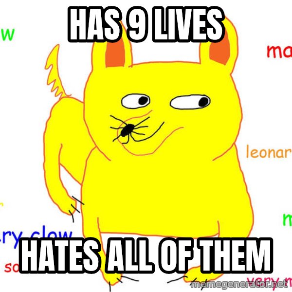 Grumpy Cat  meme: HAS 9 LIVES / HATES ALL OF THEM