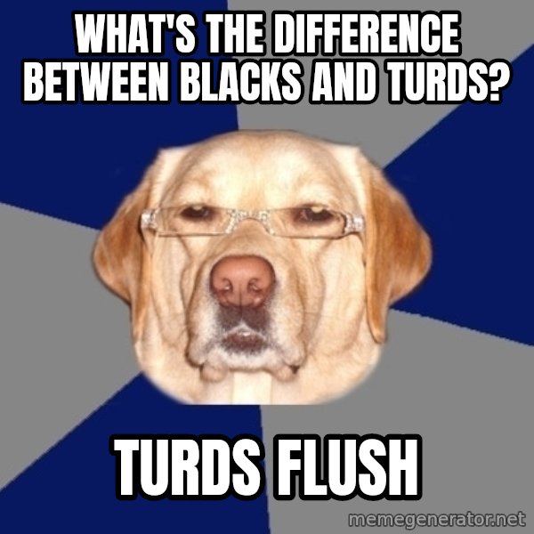 Racist Dawg meme: what's the difference between blacks and turds? / turds flush