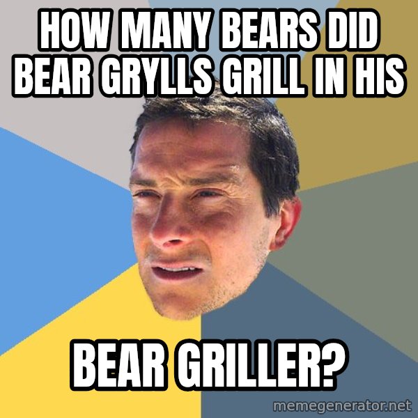 Bear Grylls meme: How many bears did bear Grylls grill in his / bear griller?