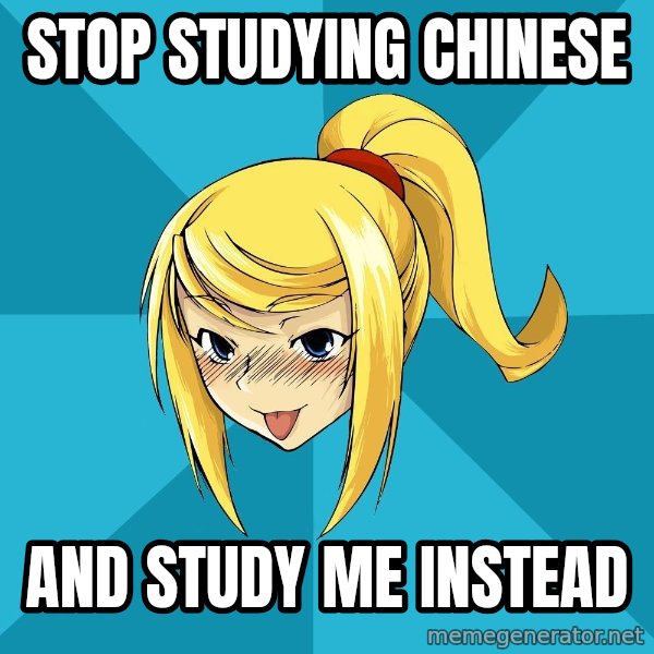 Horney Samus meme: stop studying chinese / and study me instead