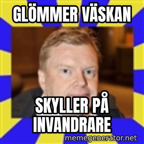 Lars Isovaara Sd meme: glömmer väskan / skyller på invandrare