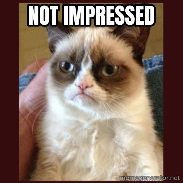 Grumpy Cat  meme: Not Impressed