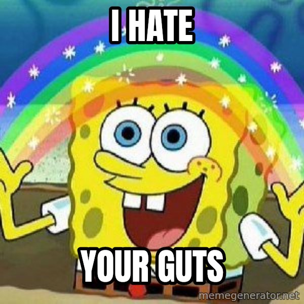 Imagination meme: I HATE / YOUR GUTS