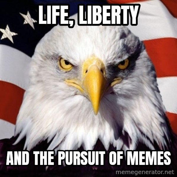 American Pride Eagle meme: life, liberty / and the pursuit of memes