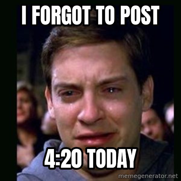 crying peter parker meme: I FORGOT TO POST / 4:20 TODAY