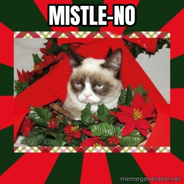 GRUMPY CAT ON CHRISTMAS meme: mistle-no