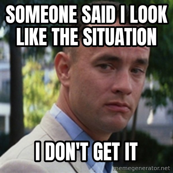 forrest gump meme: Someone saiD I look like the situation / I don't get It