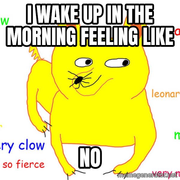 Grumpy Cat  meme: I wake up in the morning feeling like / no