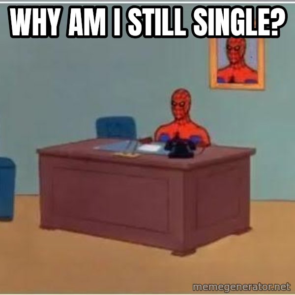 Spiderman Desk meme: Why am i still single?