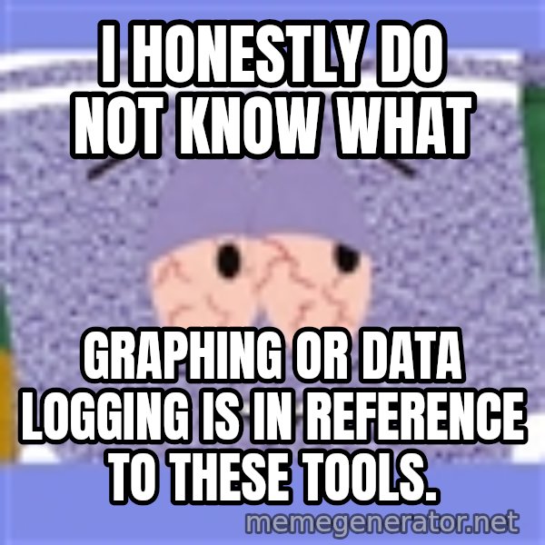 Towelie meme: I honestly Do not know what / Graphing or Data logging is in reference to these tools.