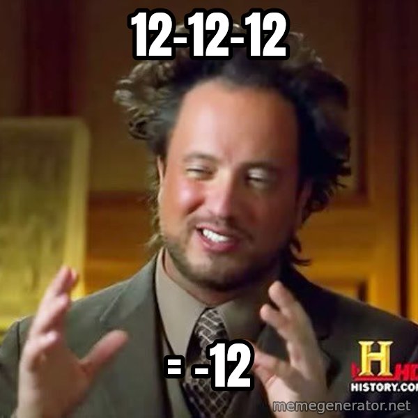 Ancient Aliens meme: 12-12-12 / = -12