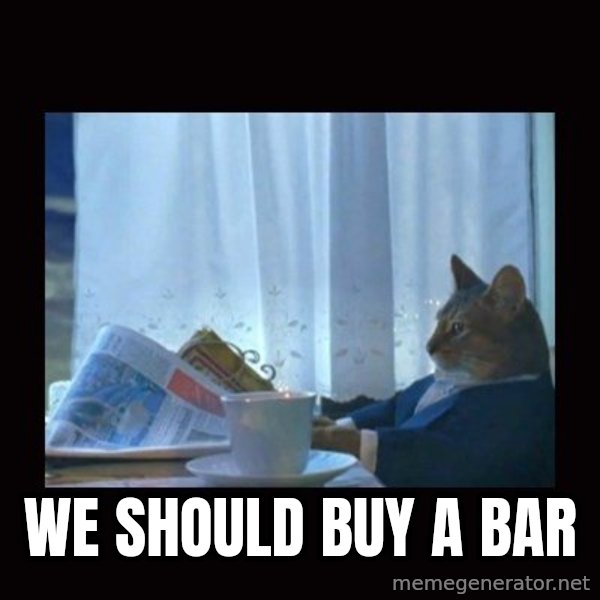 i should buy a boat cat meme: we should buy a bar