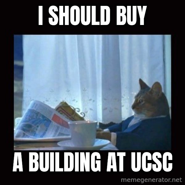 i should buy a boat cat meme: i should buy / a building at ucsc