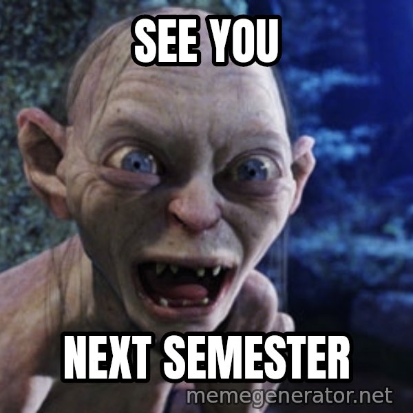 Lotr Gollum meme: see you / next semester