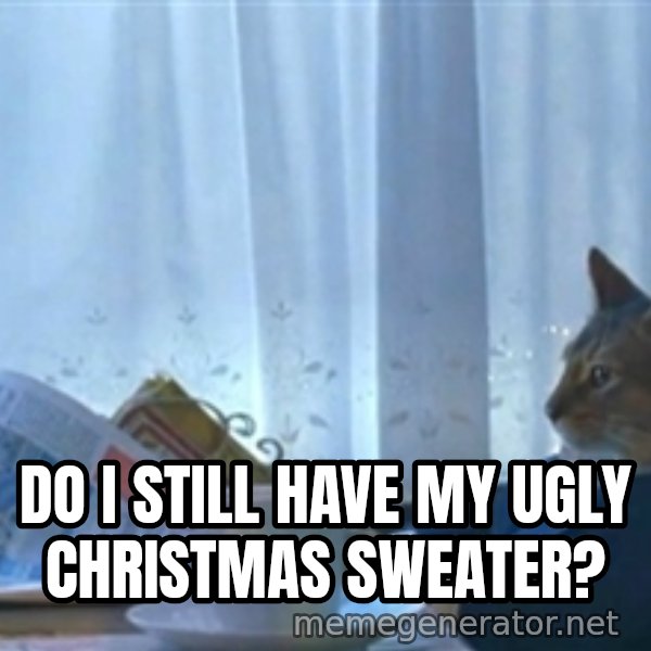 Sophisticated Cat meme: do i still have my ugly christmas sweater?