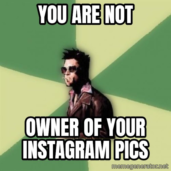Tyler Durden meme: You are not / Owner of your Instagram picS