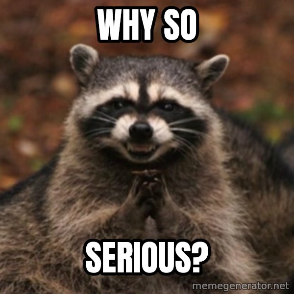 evil raccoon meme: Why so / serious?