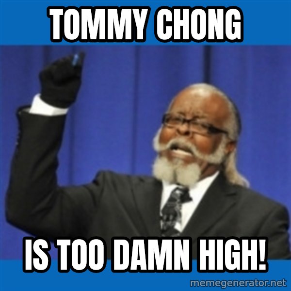 Rent Is Too Damn High meme: tommy chong / is too damn high!