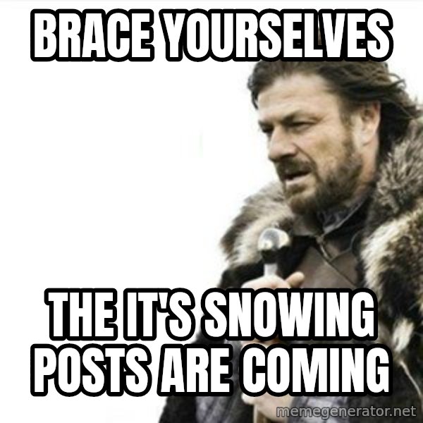 Prepare yourself meme: brace Yourselves / the it's snowing posts are coming