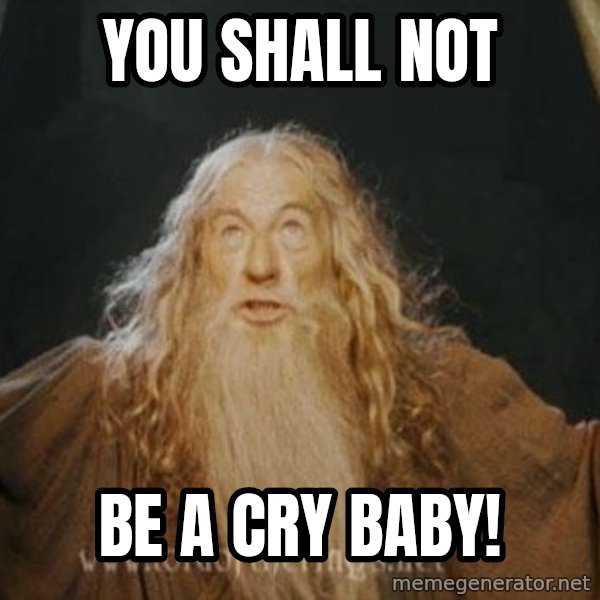 You shall not pass meme: you shall not / be a cry baby!