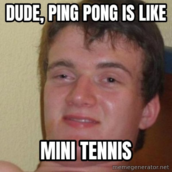 really high guy meme: DUDE, PING PONG is like / mini tennis