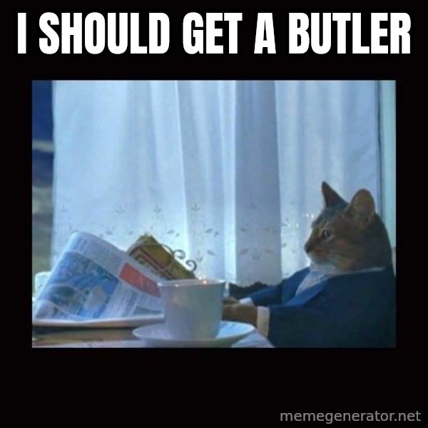 i should buy a boat cat meme: I should get a Butler