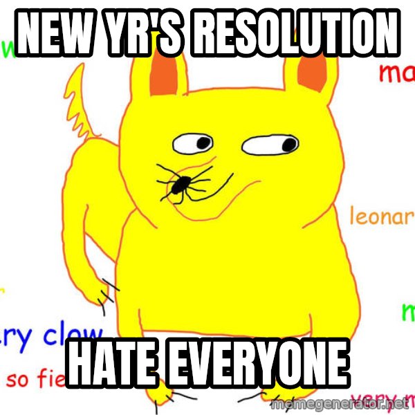 Grumpy Cat  meme: New Yr's resolution / Hate everyone