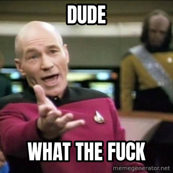 Why the fuck meme: dude / what the fuck