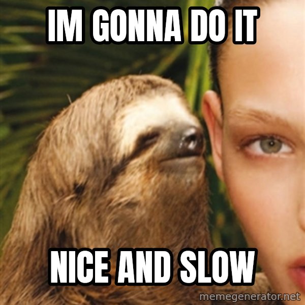 The Rape Sloth meme: im gonna do it / nice and slow