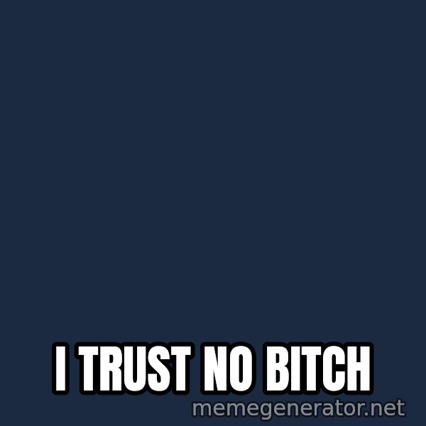 Andreafabra meme: I TRUST NO BITCH
