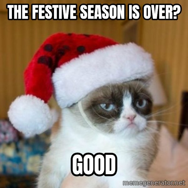 Grumpy Cat Santa Hat meme: The festive season is over? / good