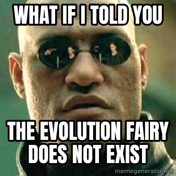 What if I told you / Matrix Morpheus meme: what if i told you / the evolution fairy does not exist