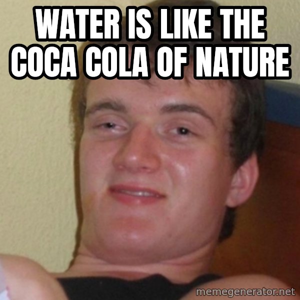 Stoner Stanley meme: Water is like the coca cola of nature