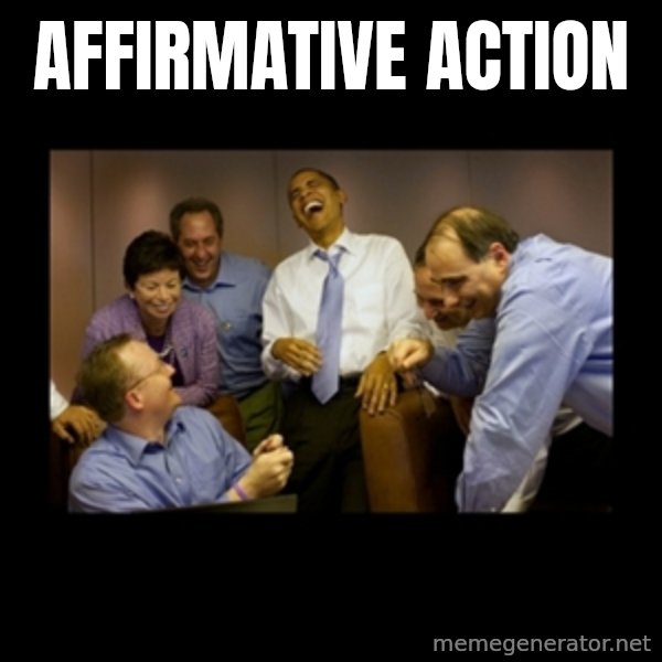 obama laughing  meme: affirmative action