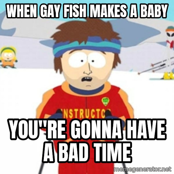 Bad time ski instructor 1 meme: When GAY FISH MAKES A BABY / YOU"RE GONNA HAVE A BAD TIME
