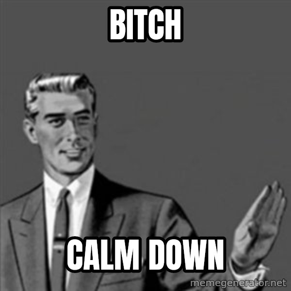 Correction Guy meme: Bitch / Calm down